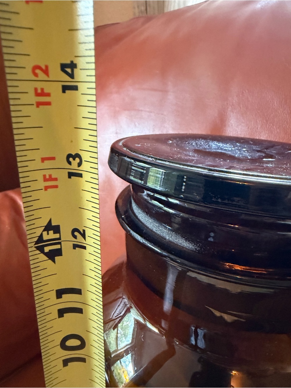 Vintage 13” Handblown Amber Glass Apothecary Jar - Unique Home Accents - Picture 9 of 11